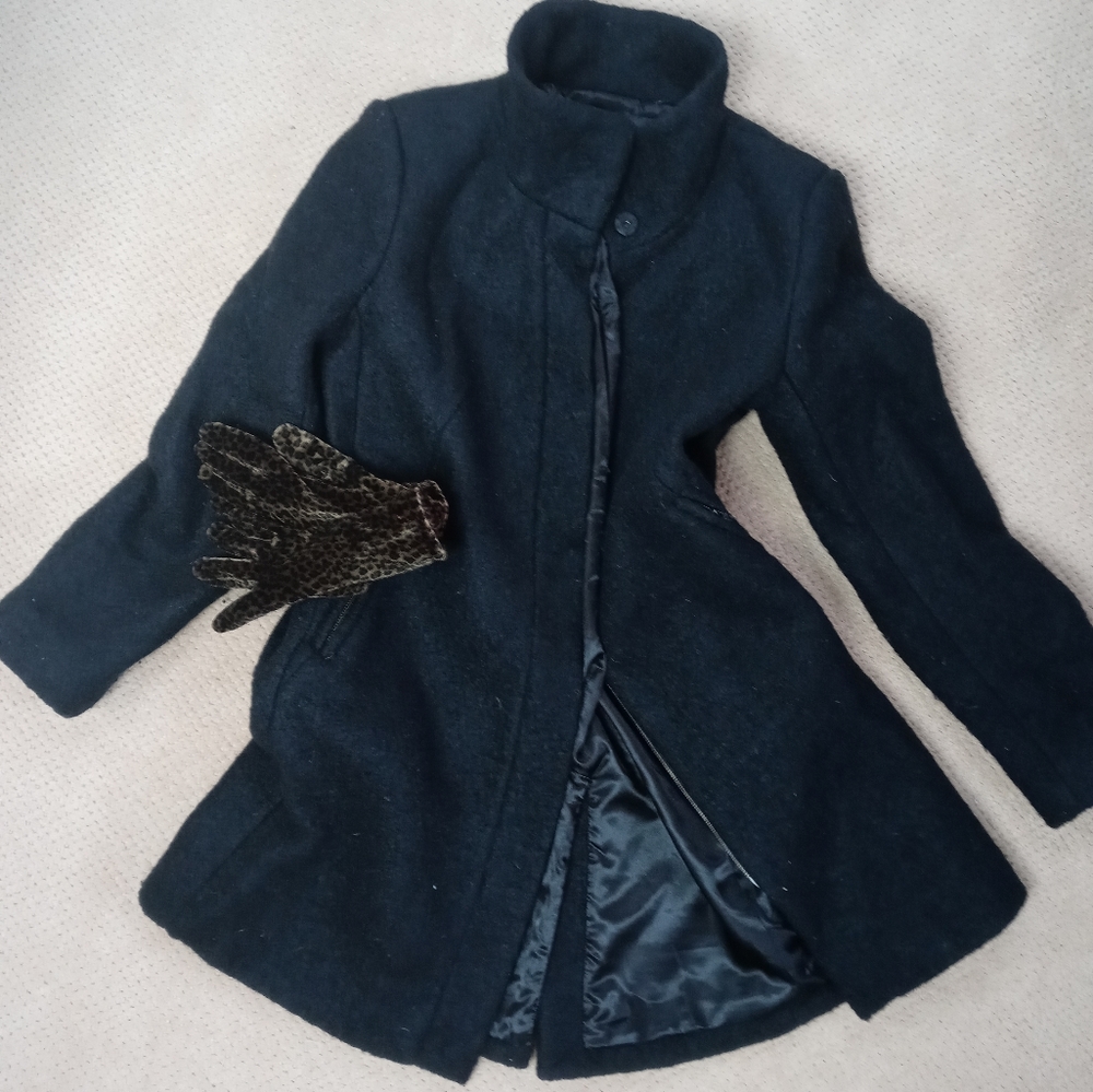 Loft Womens Medium Black Wool Peacoat